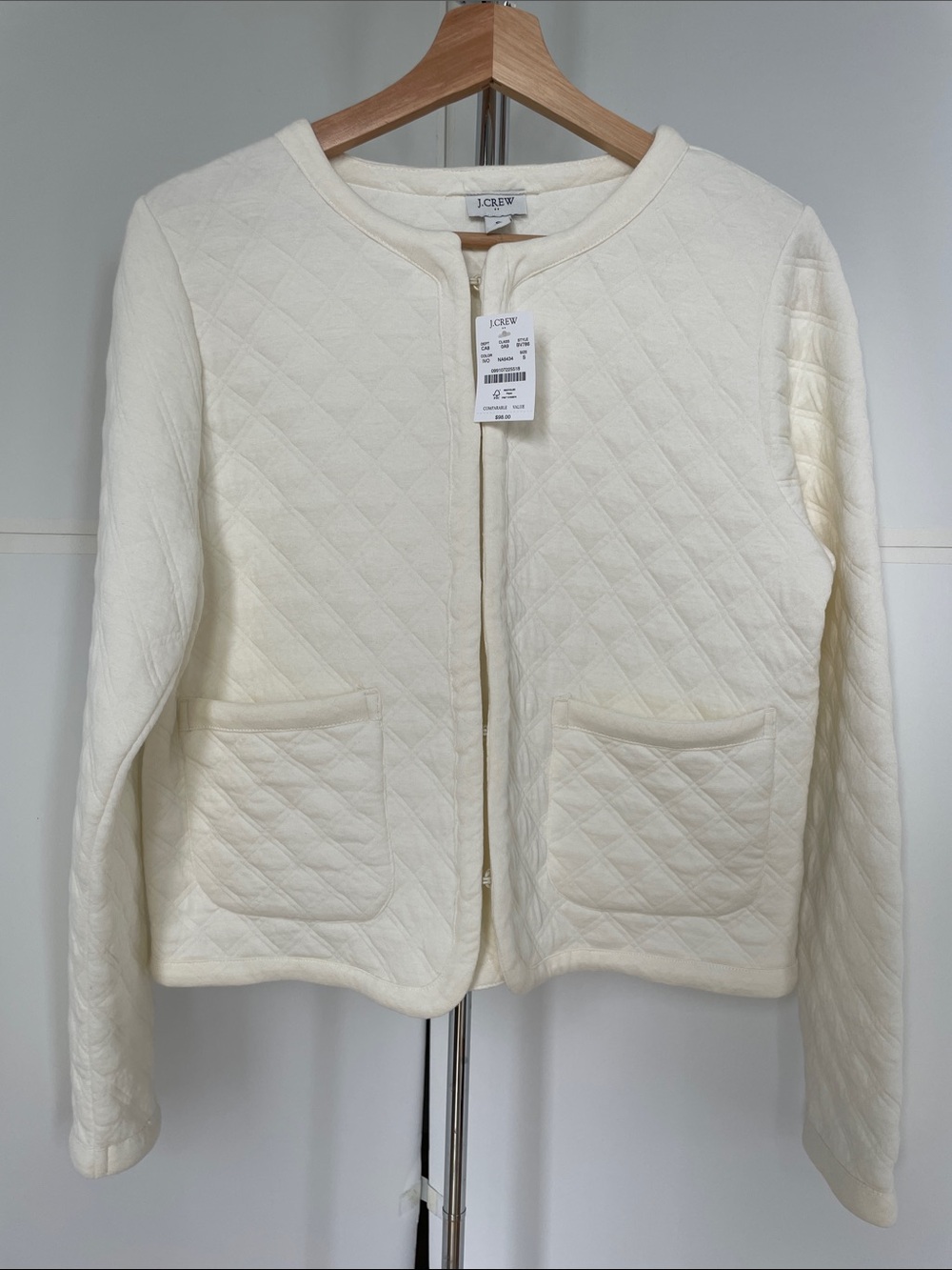 J.Crew Women’s Cream Lightweight Open Front Jacket. Size Small. NWT